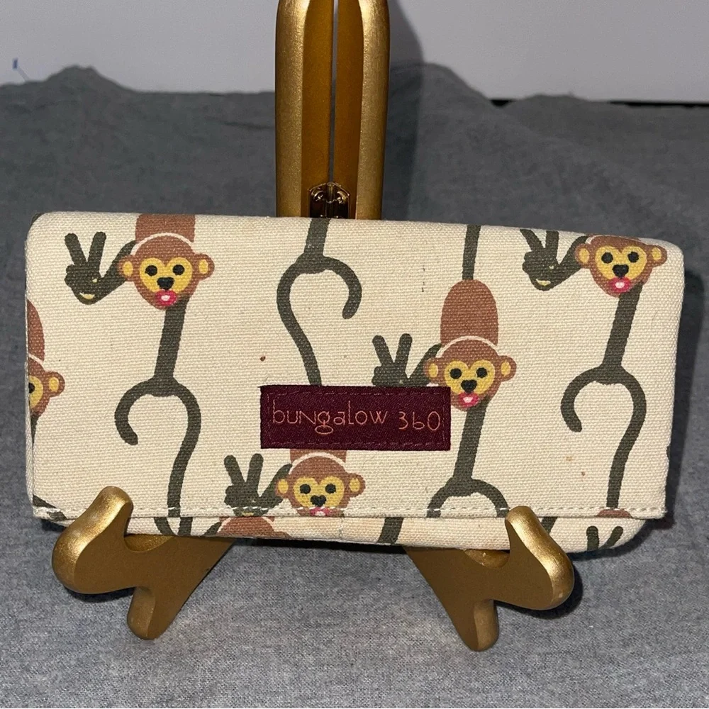 Bungalow 360 Cream Monkey Pattern Wallet - Picture 1 of 6